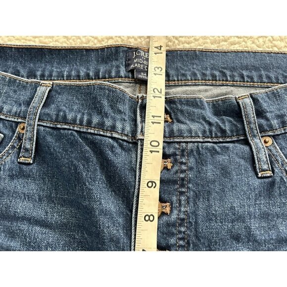 J. Crew Mid Rise Flare Crop Button Fly Dark Wash Signature Stretch Jeans Sz 34 - Picture 11 of 13